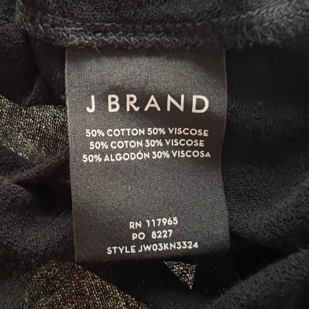 J Brand Sheer Black Long Sleeve Round Neck Top with Shirtail Hem - Medium - Picture 11 of 12